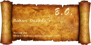 Bakos Oszkár névjegykártya